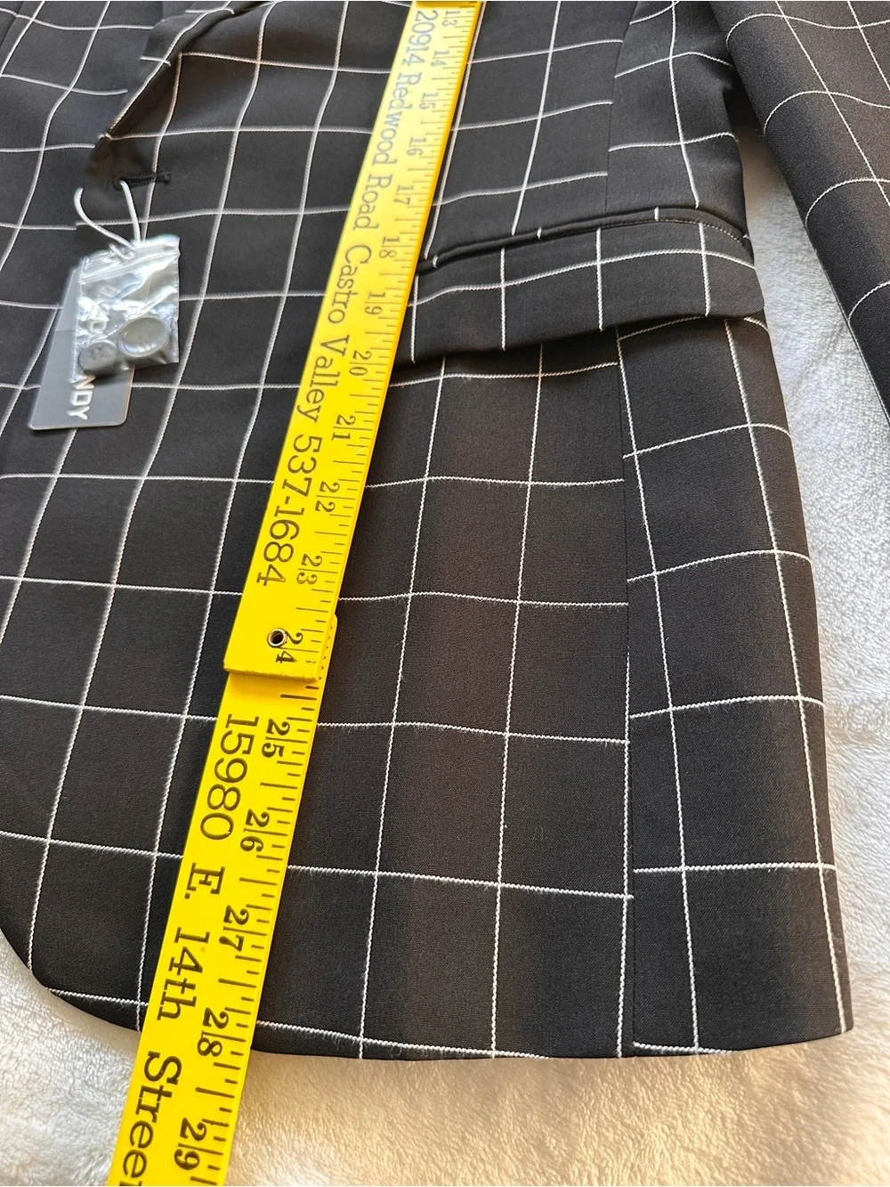 Coofandy men’s white and black plaid blazer jacket NWT size S